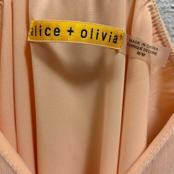 Alice + Olivia Womens Peach Mini Slip Dress With Black Leather Straps Size M - Picture 7 of 9